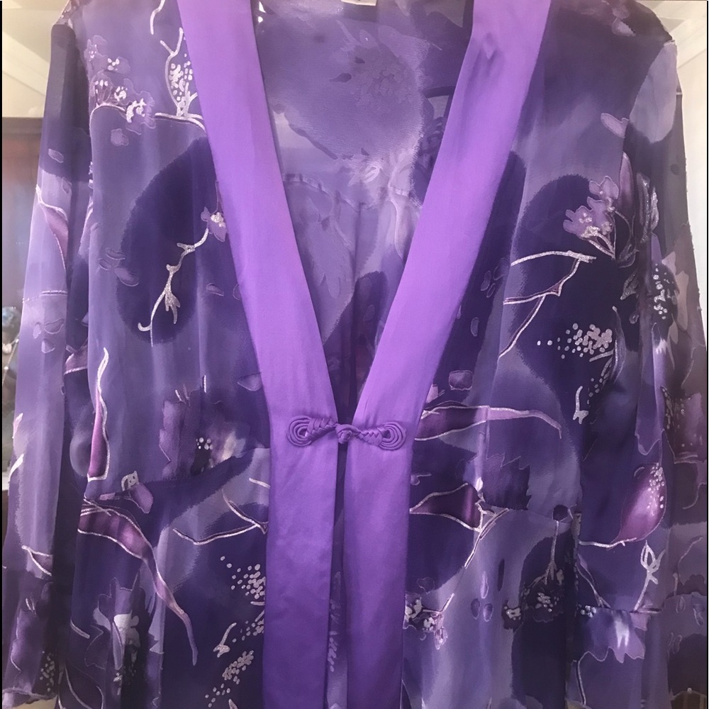 Vintage Silk “Anis. A”Cardigan Shawl Blouse